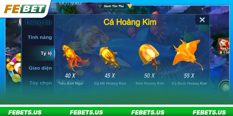 Bắn cá FEBET có lối chơi đơn giản nhưng mức thưởng hấp dẫn